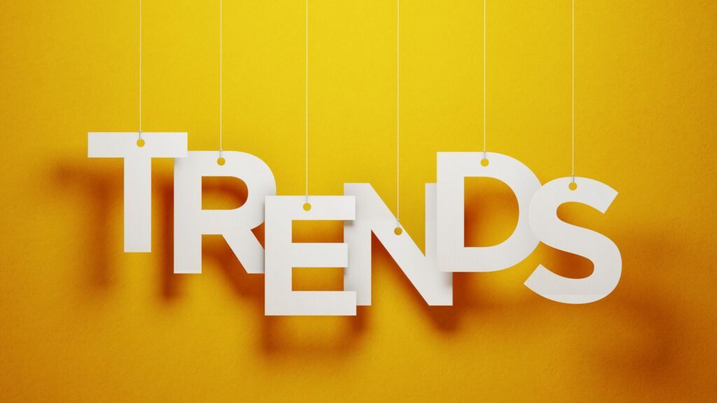 White Letters spell out the word TREND